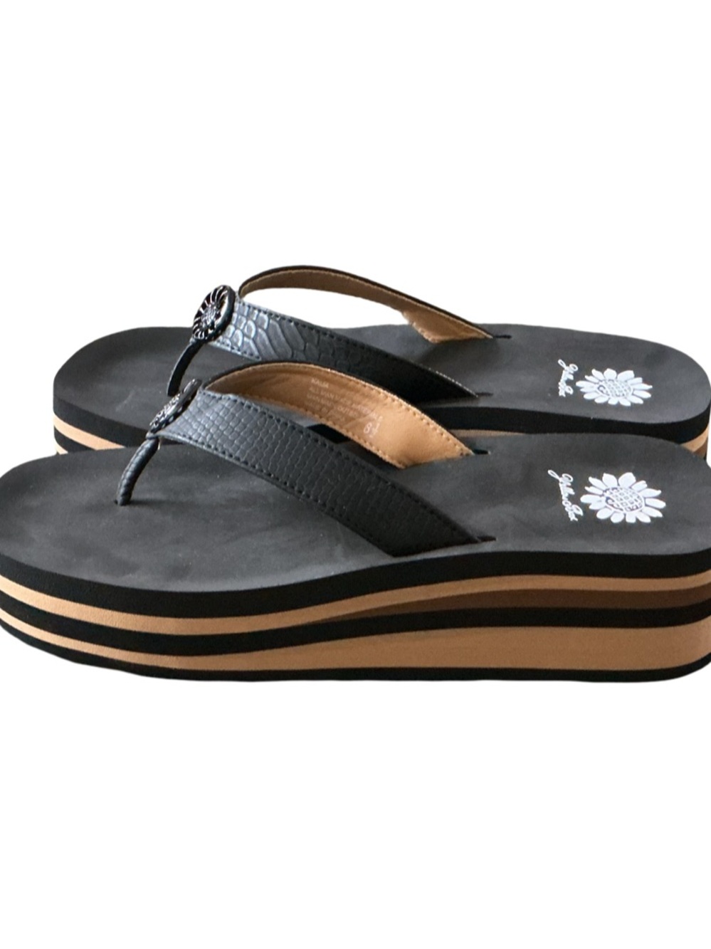 YELLOW BOX KAIJA BLACK Flatform Sandal MEDIUM WIDTH NEW IN BOX